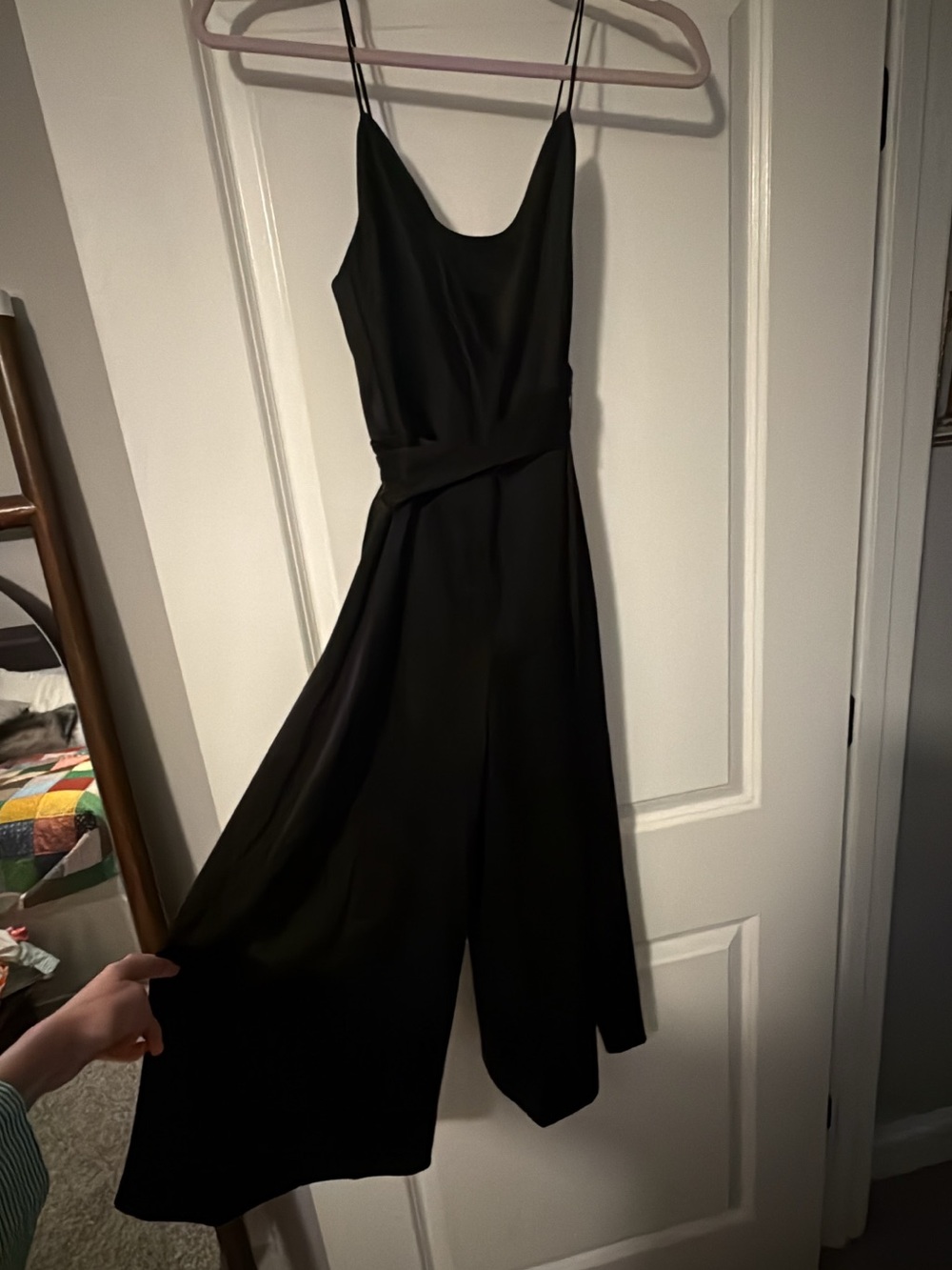 Alice + Olivia Black Wide-Leg Spaghetti-Strap Jumpsuit